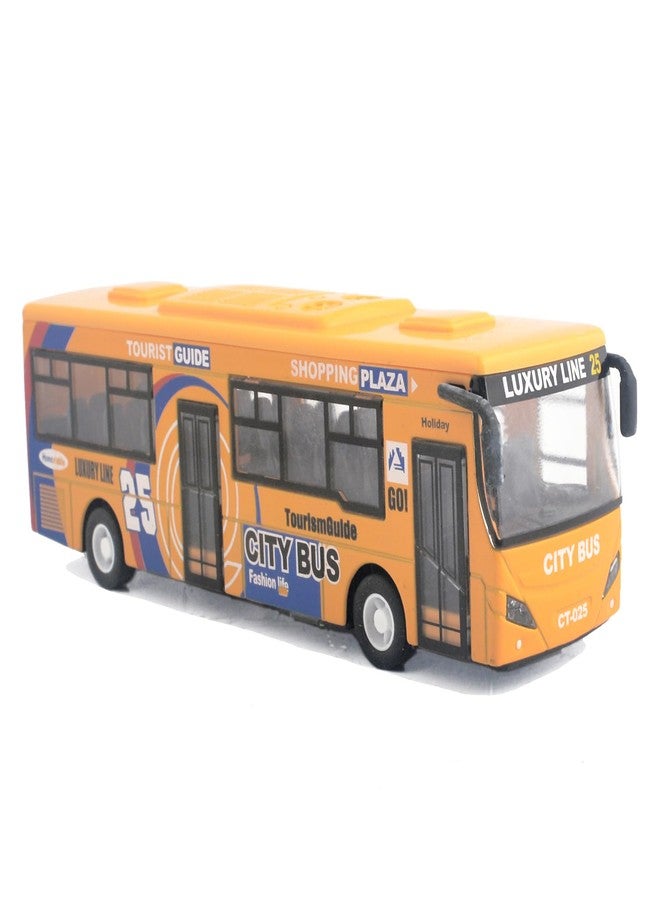 Ailejia City Bus Toy Die Cast Pull Back Public Transportation Vehicles Mini Bus Model Car Toys Lights and Music (Yellow) - Image 1